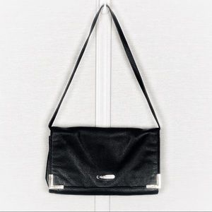 Michael Kors Oversized Beverly Black Leather Clutch w/ Removable Strap • EUC